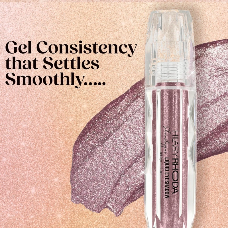 Hilary Rhoda Showstopper Liquid Eyeshadow | Gel-Based Formula | Shimmer Finish | Highly Pigmented | Blends Easily | Create Versatile Looks | 2ml (Moon Pink - Shade 01) thumbnail 4
